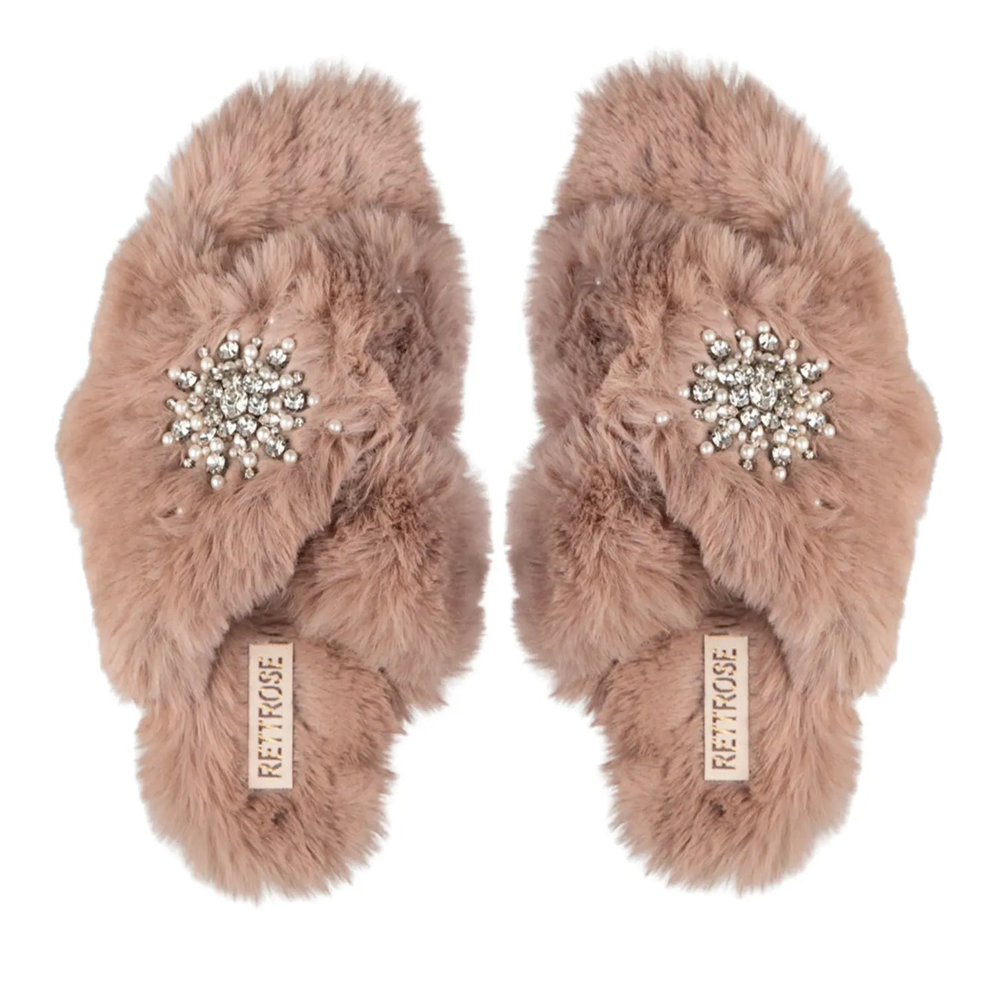 Alice Mink Luxury Plush Diamanté Embellished Handmade Slipper Rettrose