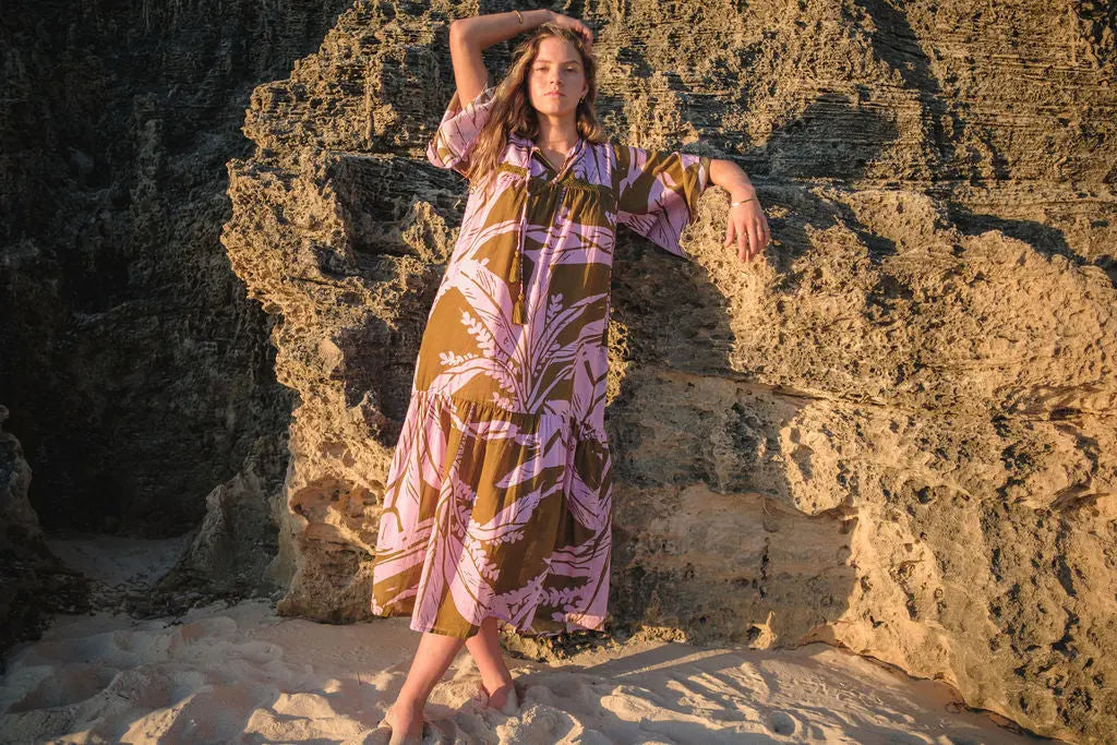 Alya Tropical Print Long Dress Naree Clothing