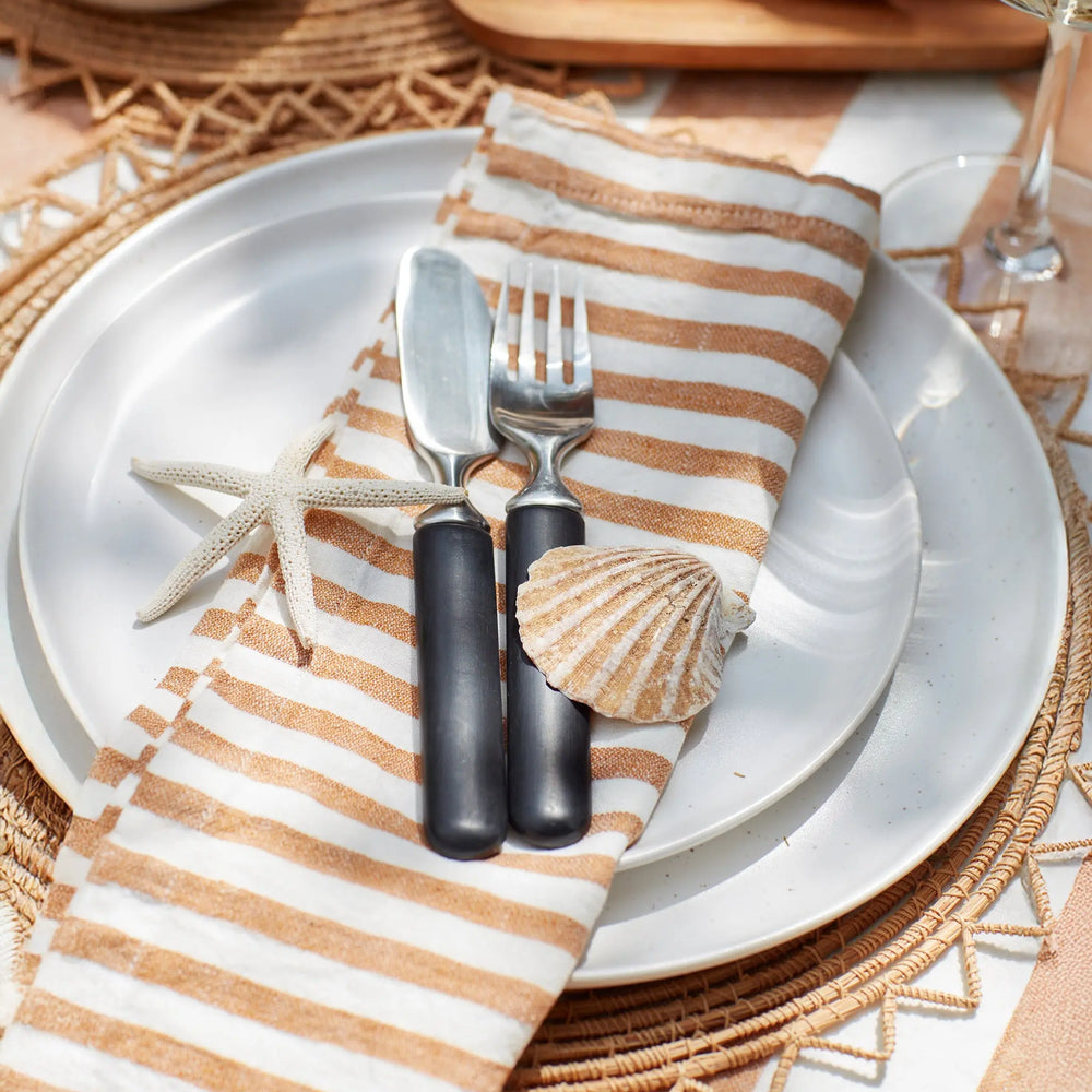 Amber Cora Mid Stripe 100% Linen Napkins The Secret Linen Store