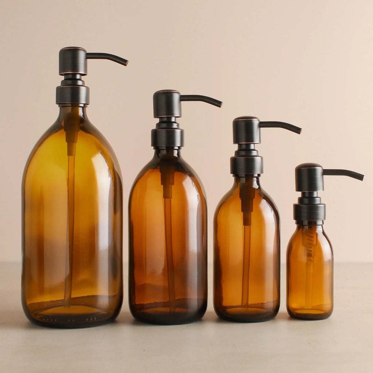 Amber Glass Dispenser Bottle Black/Copper Pump Namie Home