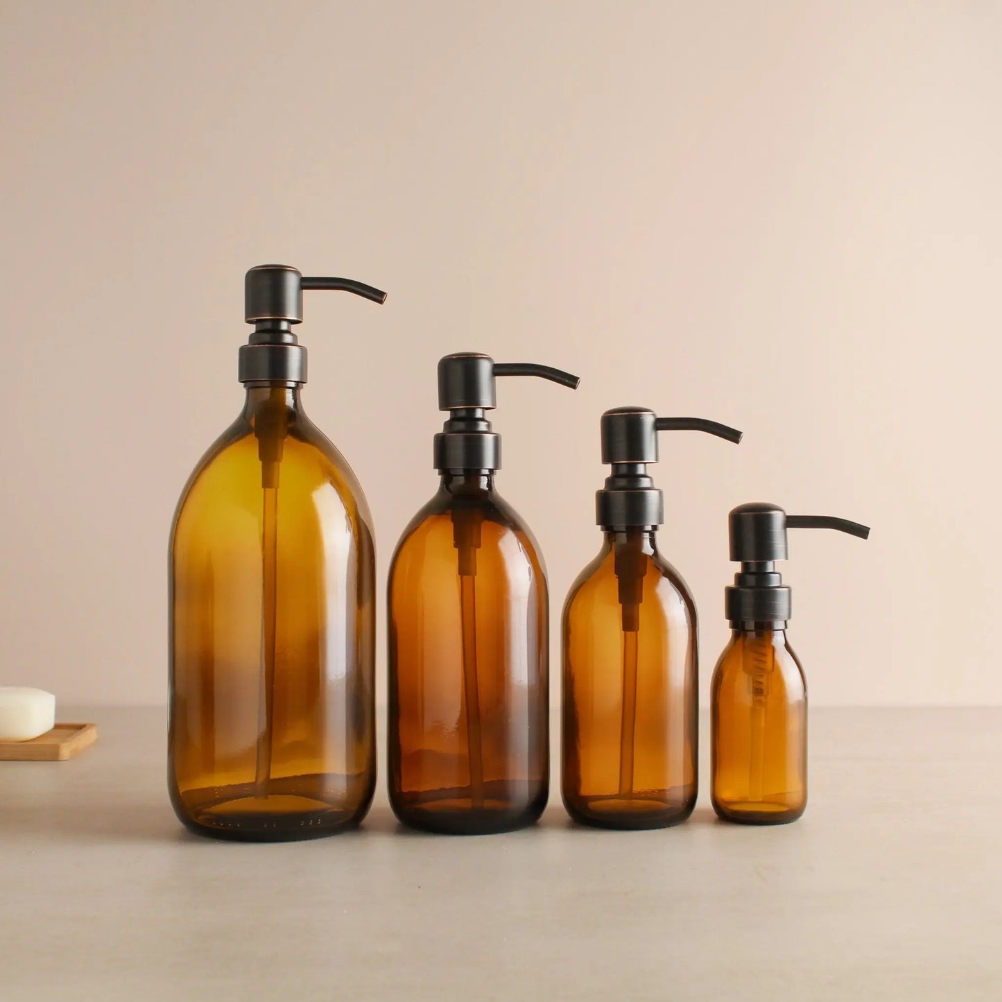 Amber Glass Dispenser Bottle Black/Copper Pump Namie Home