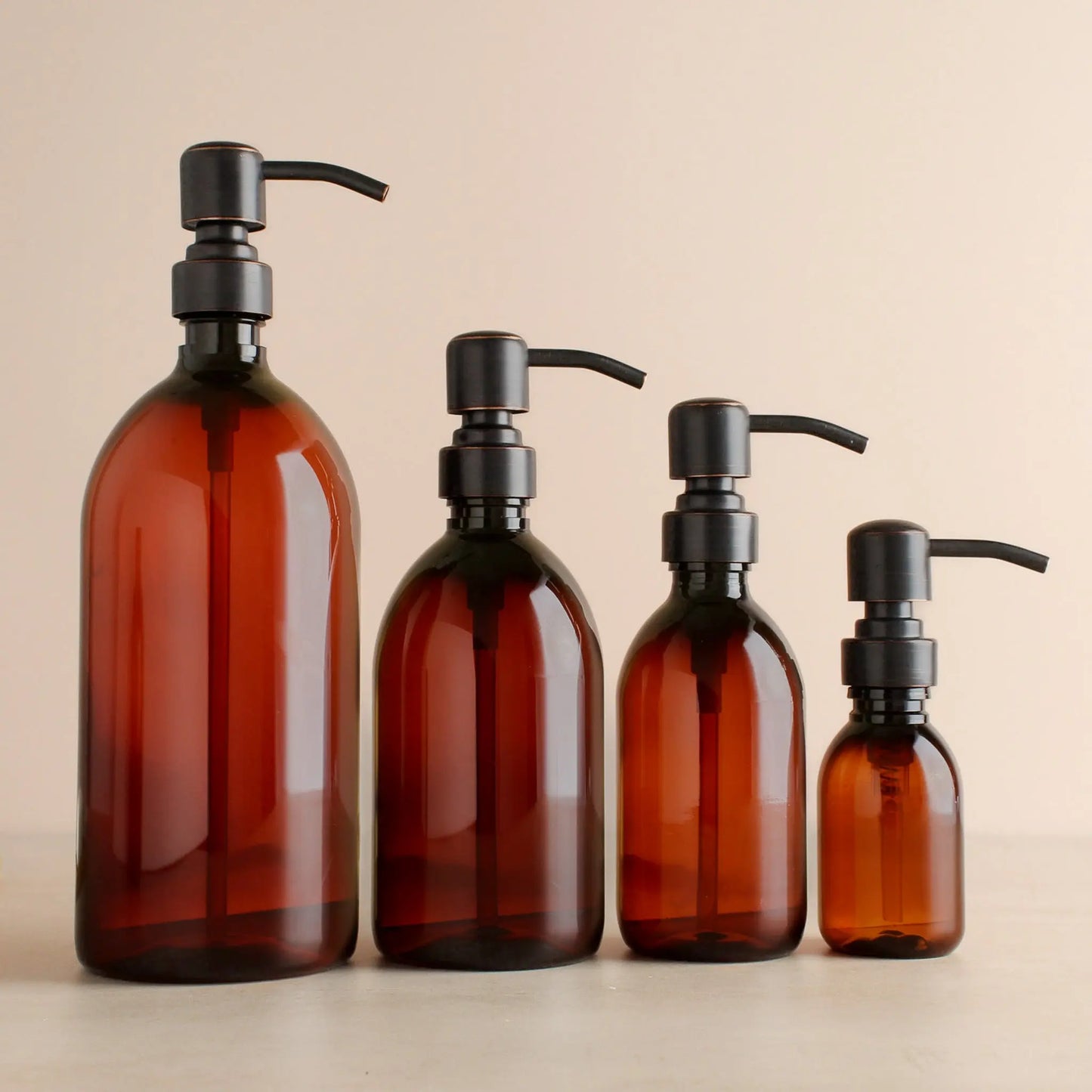 Amber Plastic Dispenser Bottle With Black/Copper Pump Namie Home