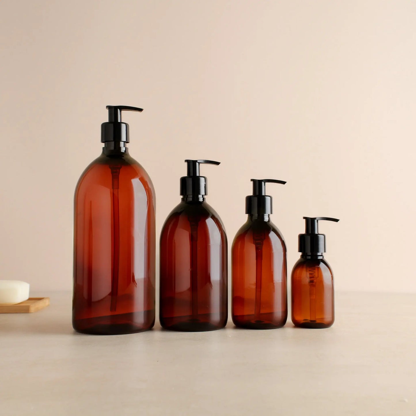Amber Plastic Dispenser Bottle With Black Pump Namie Home