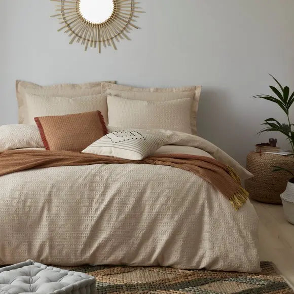 Amberley Waffle Cotton Duvet Cover and Pillowcase Set Dunelm