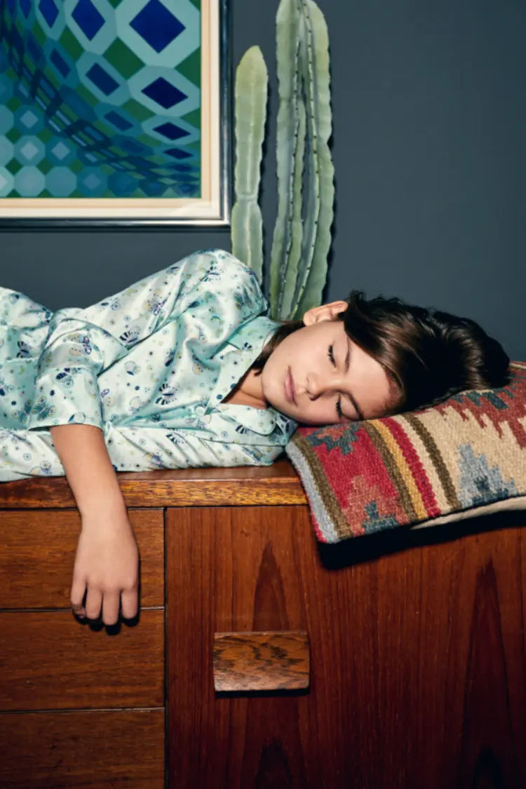 Amelie Glacier Butterfly Girls Silk Pyjama Set Sleepy Wilson