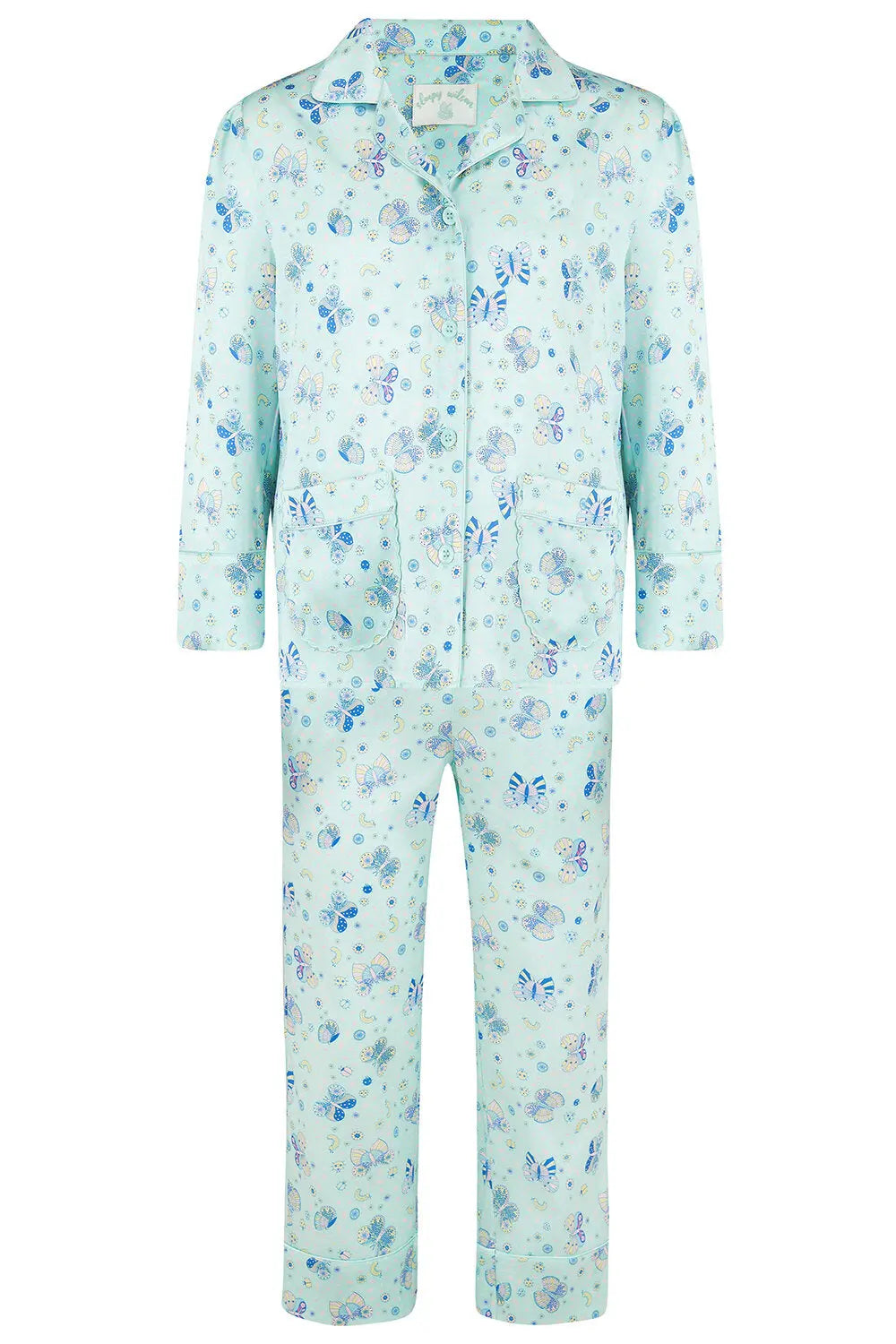 Amelie Glacier Butterfly Girls Silk Pyjama Set Sleepy Wilson