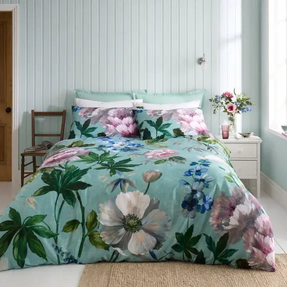 Amiri Blooms 180 Thread Count Cotton Sateen Duvet Cover & Pillowcase Set Dunelm
