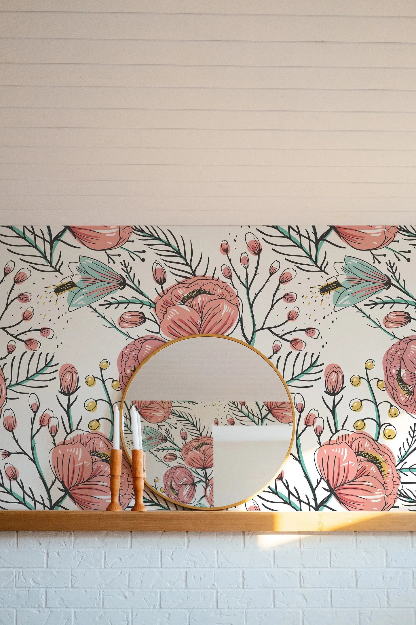 Anemone Fall Peel And Stick Wallpaper, Floral Wall Mural, Poppy Flowers Removable Wallpaper, Pink Wall Covering ClickWalls