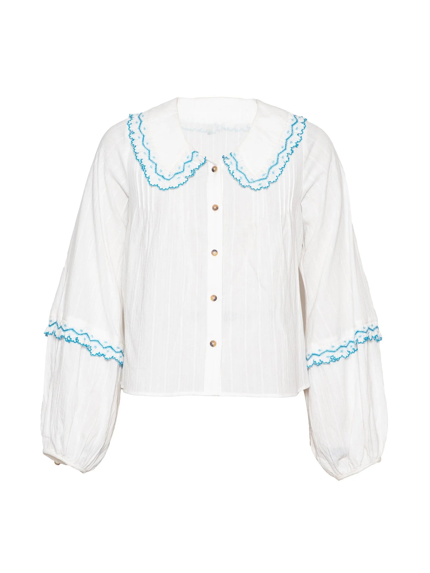 Angie Ivory Embroidered Collar Shirt  Rose & Nancy