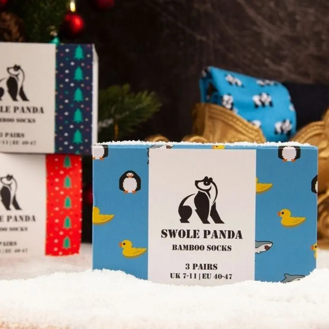 Animal Sock Box - 3 Pairs of Bamboo Socks (His) Swole Panda