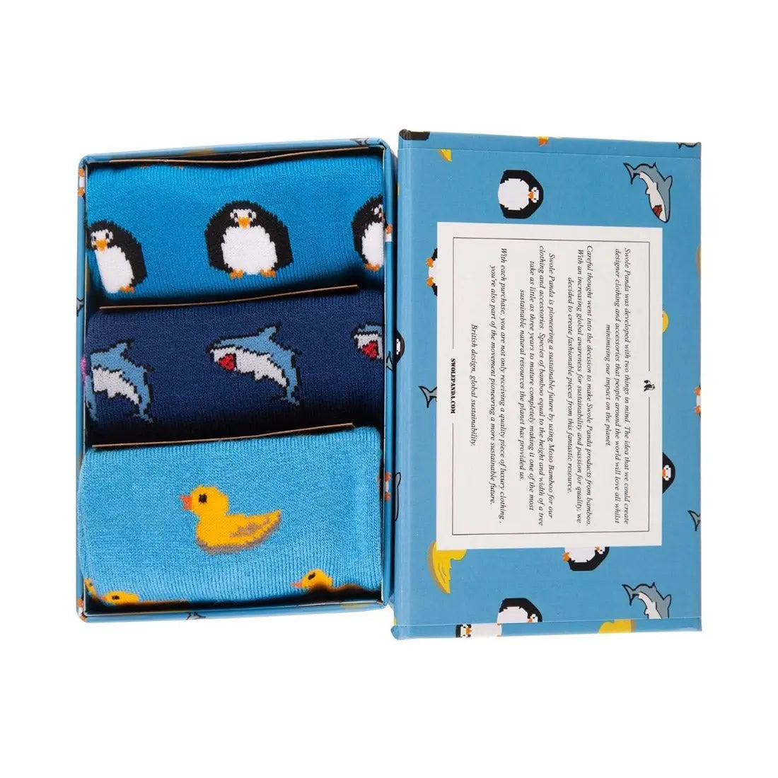Animal Sock Box - 3 Pairs of Bamboo Socks (His) Swole Panda