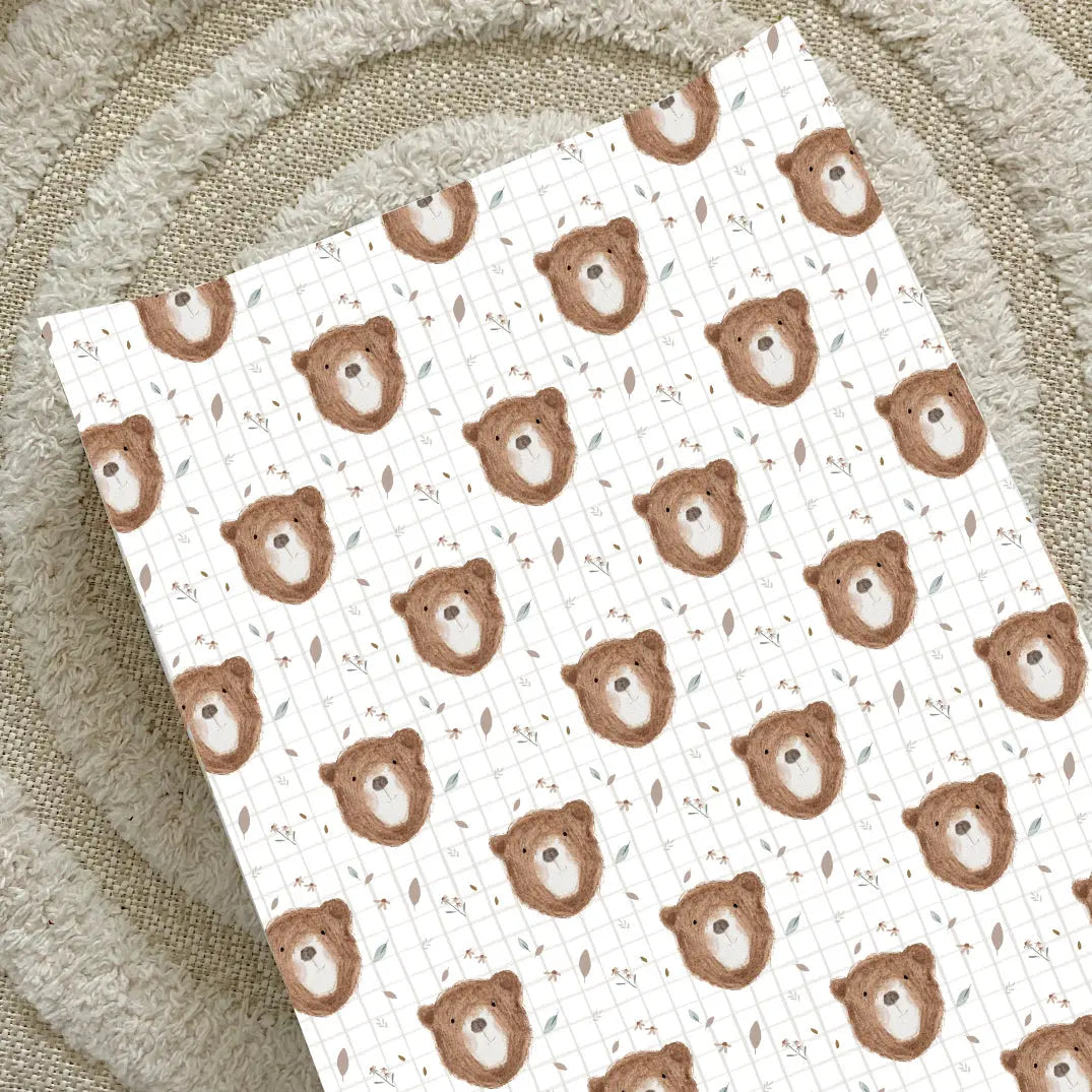 Anti-Roll Wedge Baby Changing Mat - Bru Bear Print Bobbin and Bumble