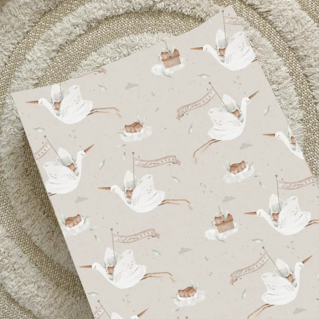Anti-Roll Wedge Baby Changing Mat - Welcome Baby Print Bobbin and Bumble