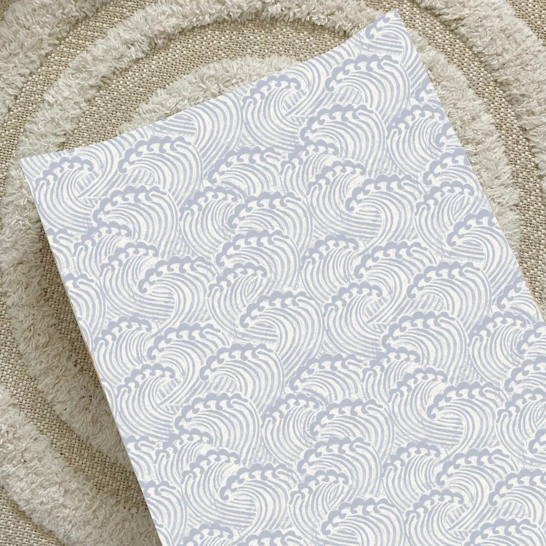 Anti-Roll Wedge Changing Mat - Blue Ocean Waves Print Bobbin and Bumble