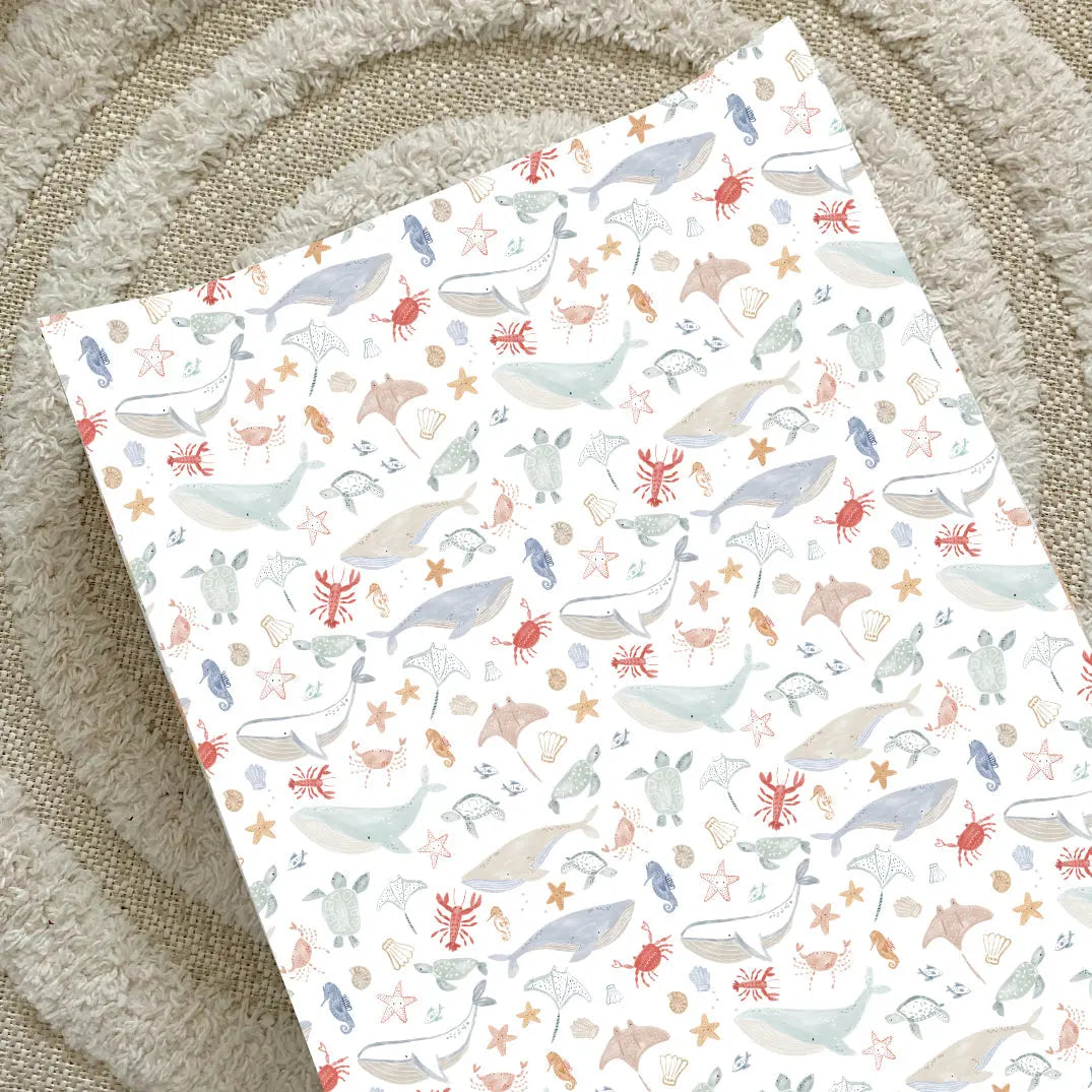 Anti-Roll Wedge Changing Mat - Deep Blue Sea Bobbin and Bumble