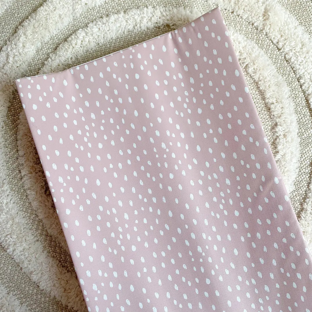 Anti-Roll Wedge Changing Mat - Dusky Pink Spotty Print Bobbin and Bumble