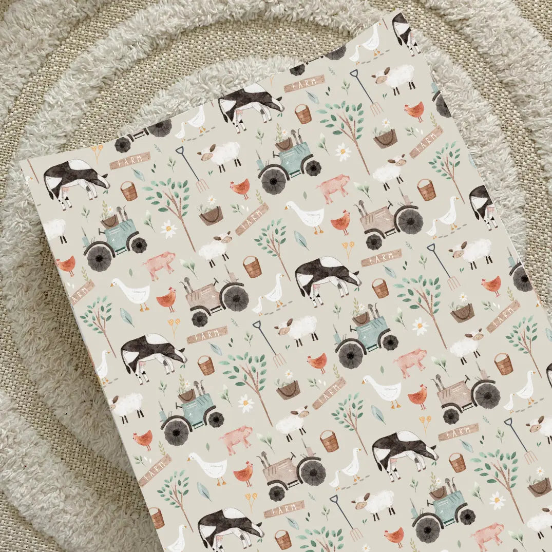 Anti-Roll Wedge Changing Mat - Gingers Farm Print Bobbin and Bumble