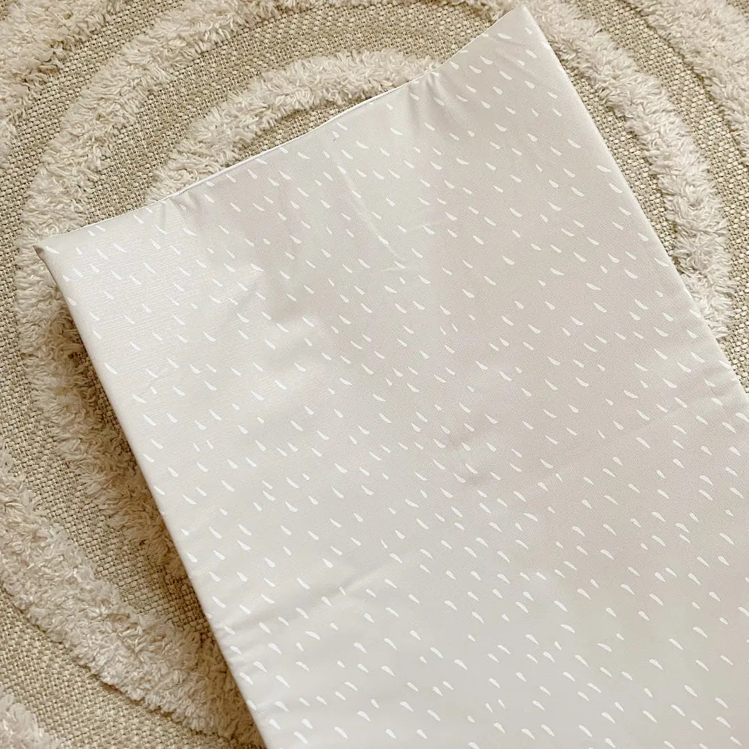 Anti-Roll Wedge Changing Mat - Greige Dash Print Bobbin and Bumble
