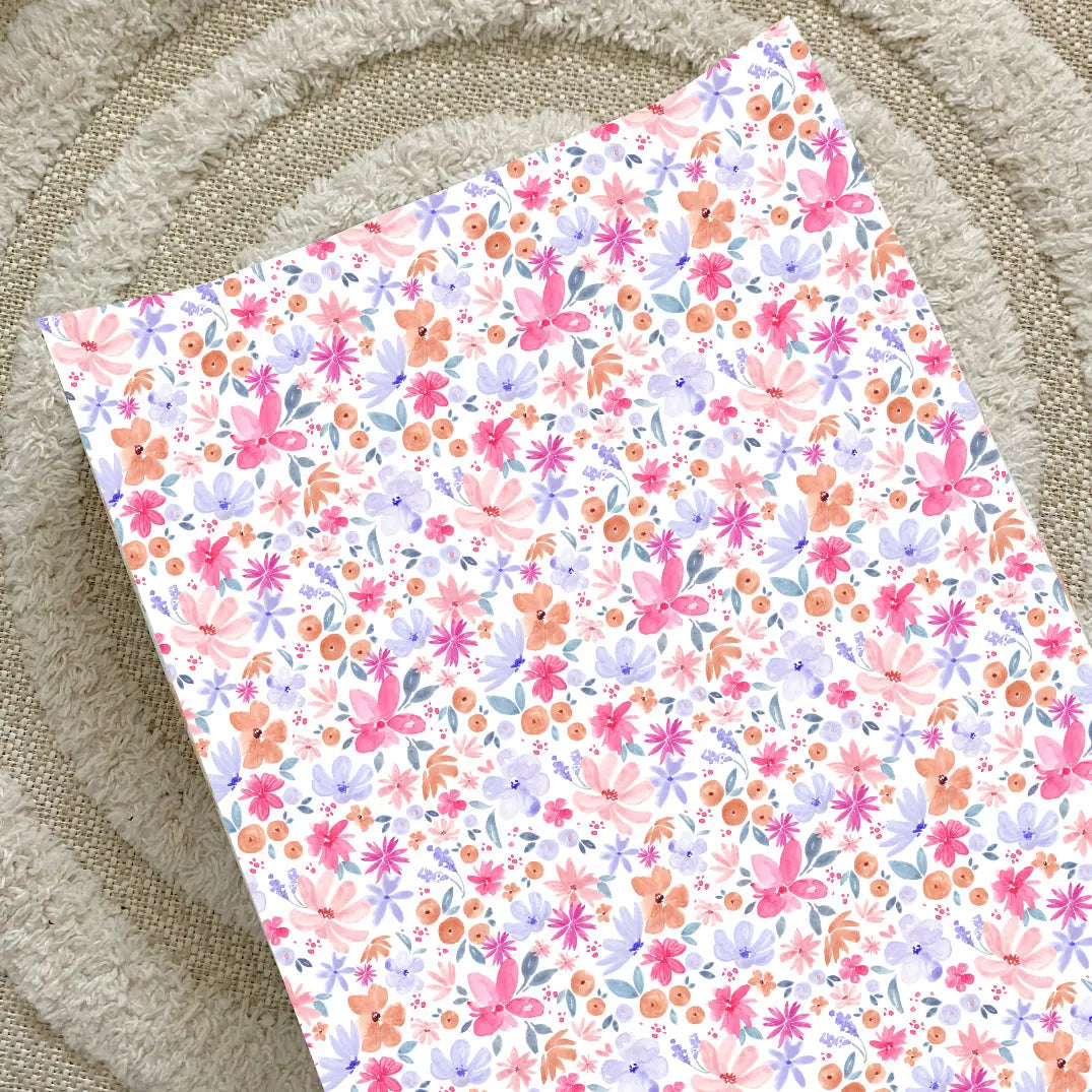 Anti-Roll Wedge Changing Mat - Magenta Pink Floral Print Bobbin and Bumble