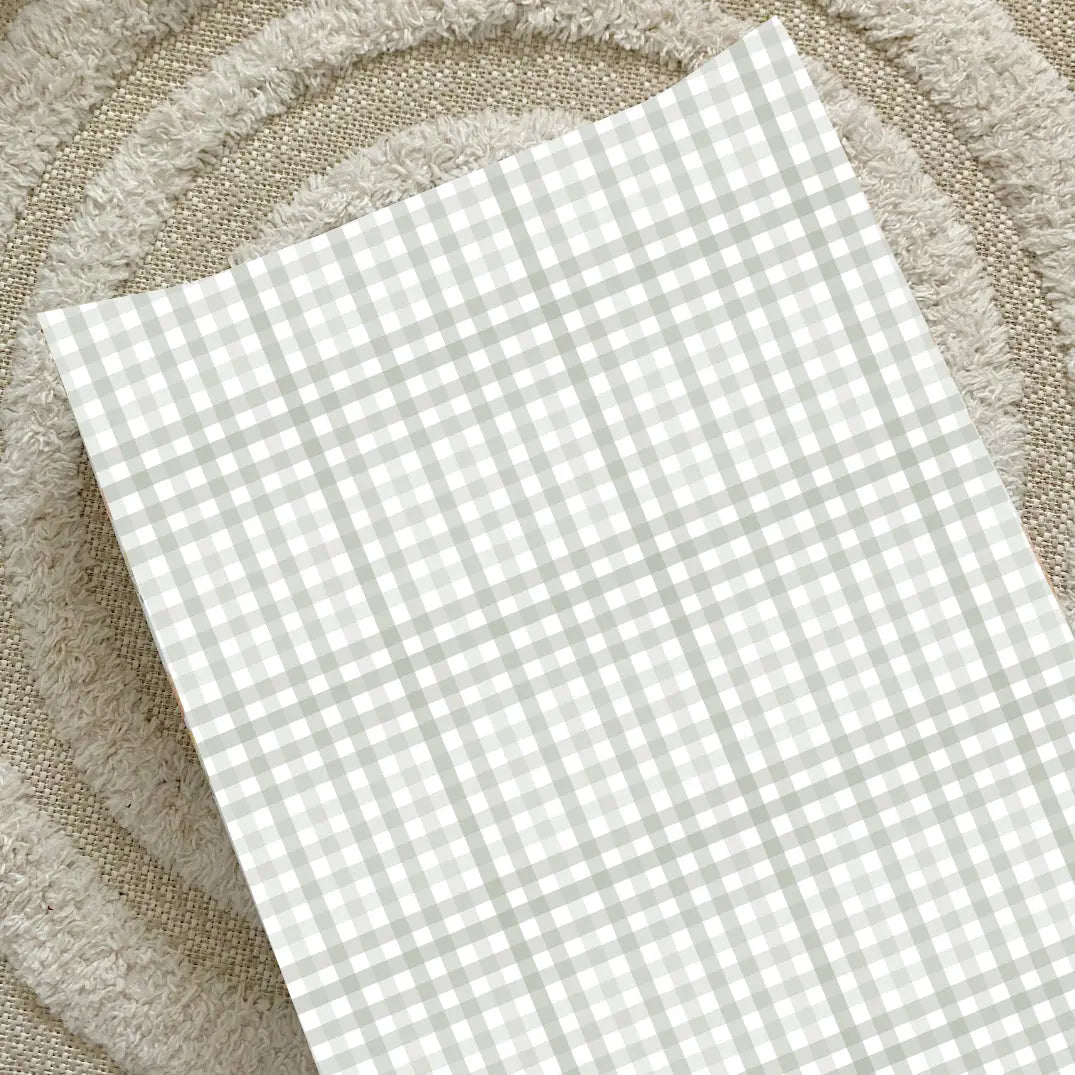 Anti-Roll Wedge Changing Mat - Sage Green Gingham Bobbin and Bumble