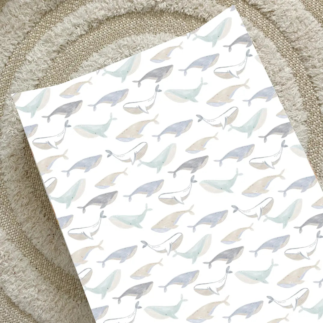 Anti-Roll Wedge Changing Mat - Whale Print Bobbin and Bumble