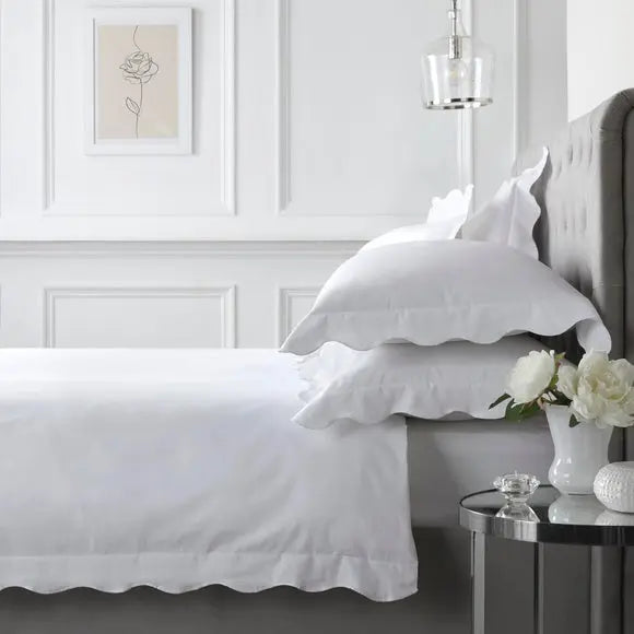 Appletree Boutique Scallop Edge 200 Thread Count Cotton Duvet Cover and Pillowcase Set Dunelm