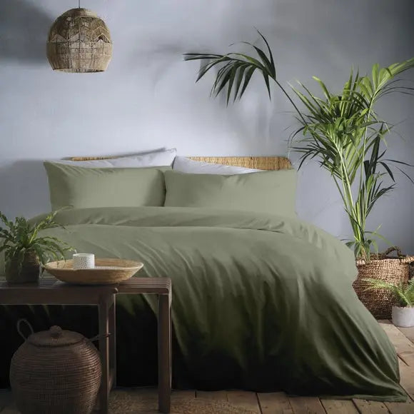 Appletree Cassia Khaki 100% Cotton Duvet Cover and Pillowcase Set Dunelm
