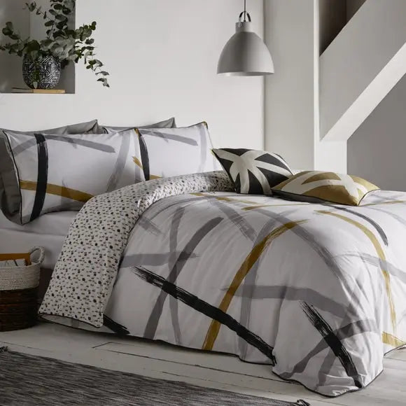Appletree Leda Abstract Print Reversible 100% Cotton Duvet Cover and Pillowcase Set Dunelm