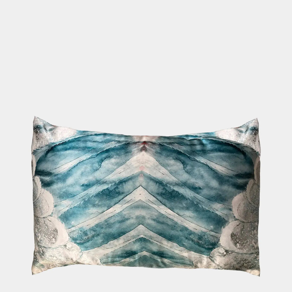 Aqua With Wing Design Silk Pillowcase Long Studio Design