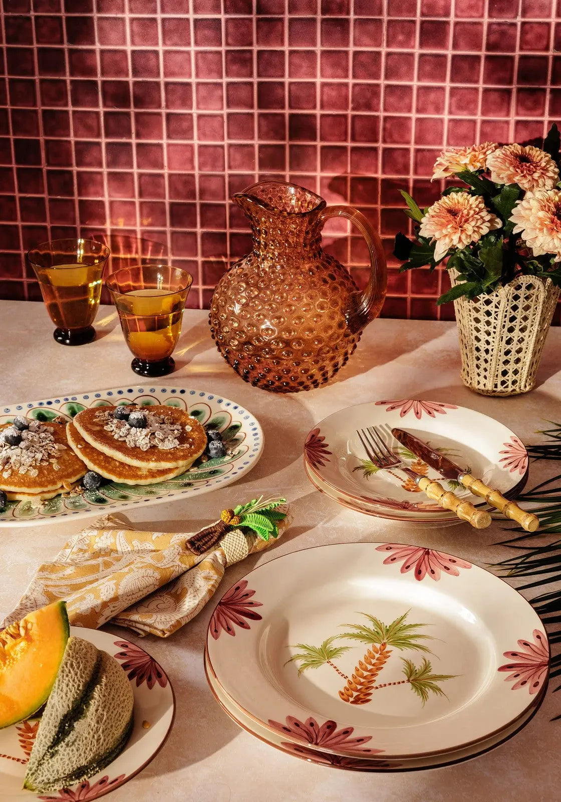 Arabella Side Plate, Green Palm Tree Casa by Josephine Jenno