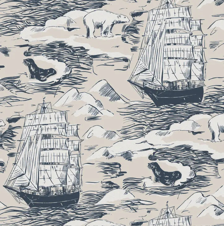 Arctic Quest - Monochrome Ice - Wallpaper Print Sisters