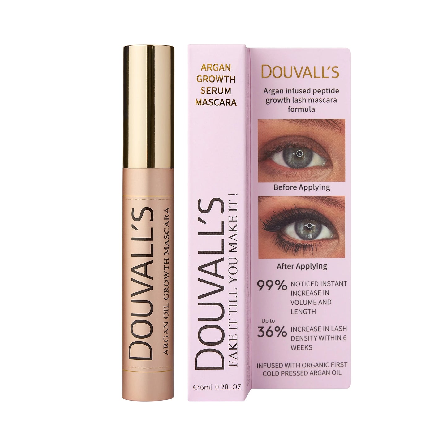 Argan Growth Serum Mascara 6ml | Achieve Longer, Fuller, and Voluminous Eyelashes Douvalls Beauty