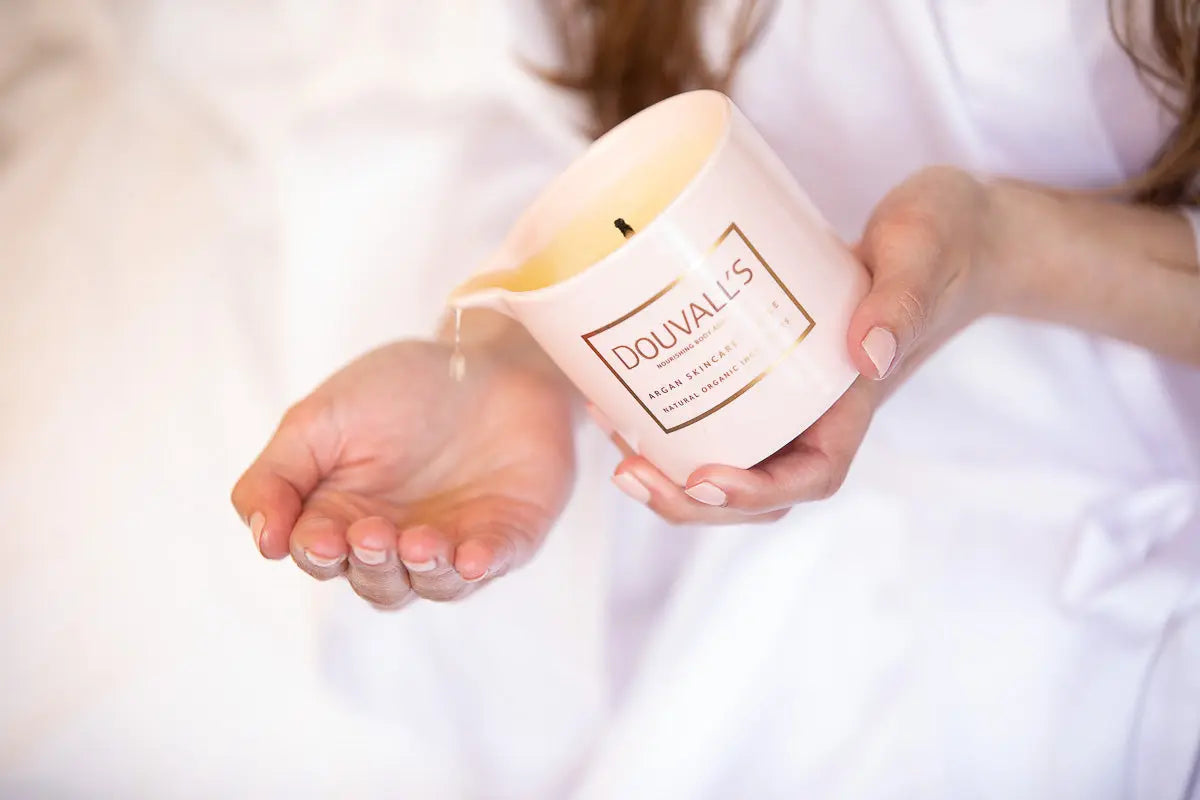 Argan Massage Candle - Orangery Orchard 180g | Intensely Nourishing and Hydrating Body Treatment Douvalls Beauty