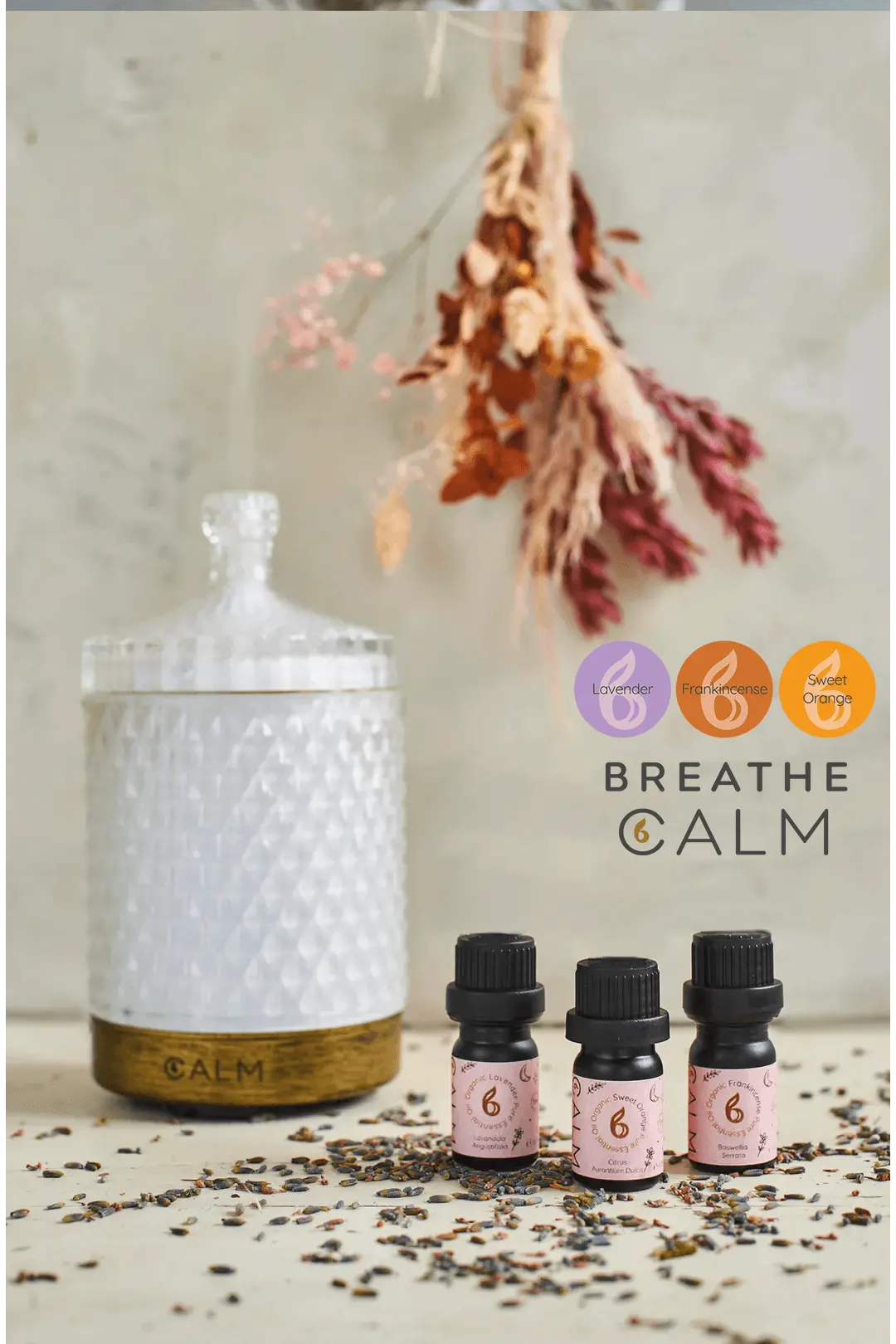 Aroma Diffuser with our Breathe Calm Oil Set bcalm