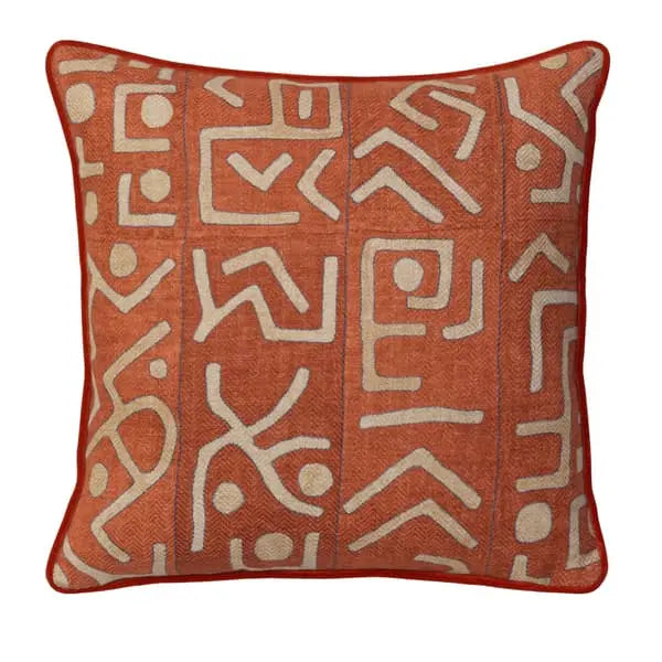Ashanti Brick, Sustainable Feather, Cushion Linen & Linen Blend & Viscose Blend Geometric Andrew Martin