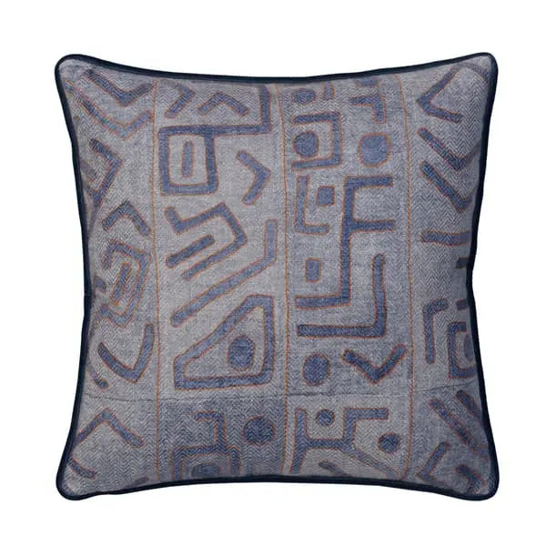 Ashanti Denim, Sustainable Feather, Cushion Linen & Linen Blend & Viscose Blend Geometric Andrew Martin