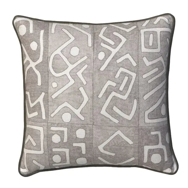 Ashanti Smoke, Sustainable Feather, Cushion Linen & Linen Blend & Viscose Blend Geometric Andrew Martin