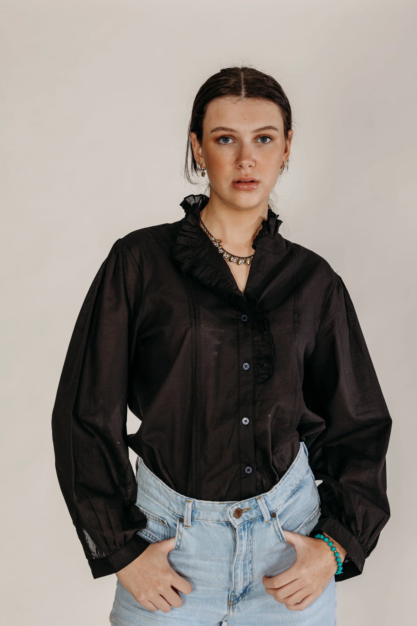 Ashvi Black Cotton Blouse Naree Clothing