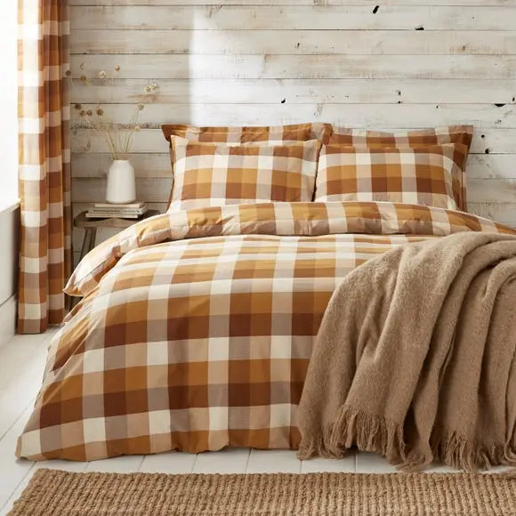 Aspen Woven Check Duvet Cover & Pillowcase Set Dunelm