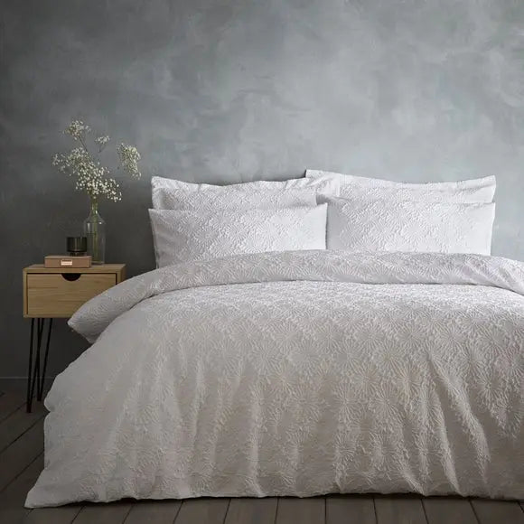 Astra Textured Floral Duvet Cover and Pillowcase Set Dunelm