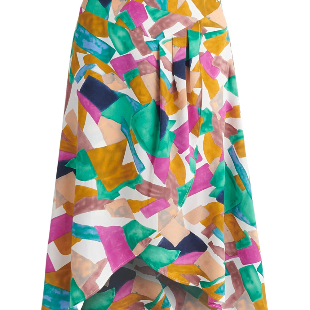 Asymmetric Geometrical Print Skirt Paisie