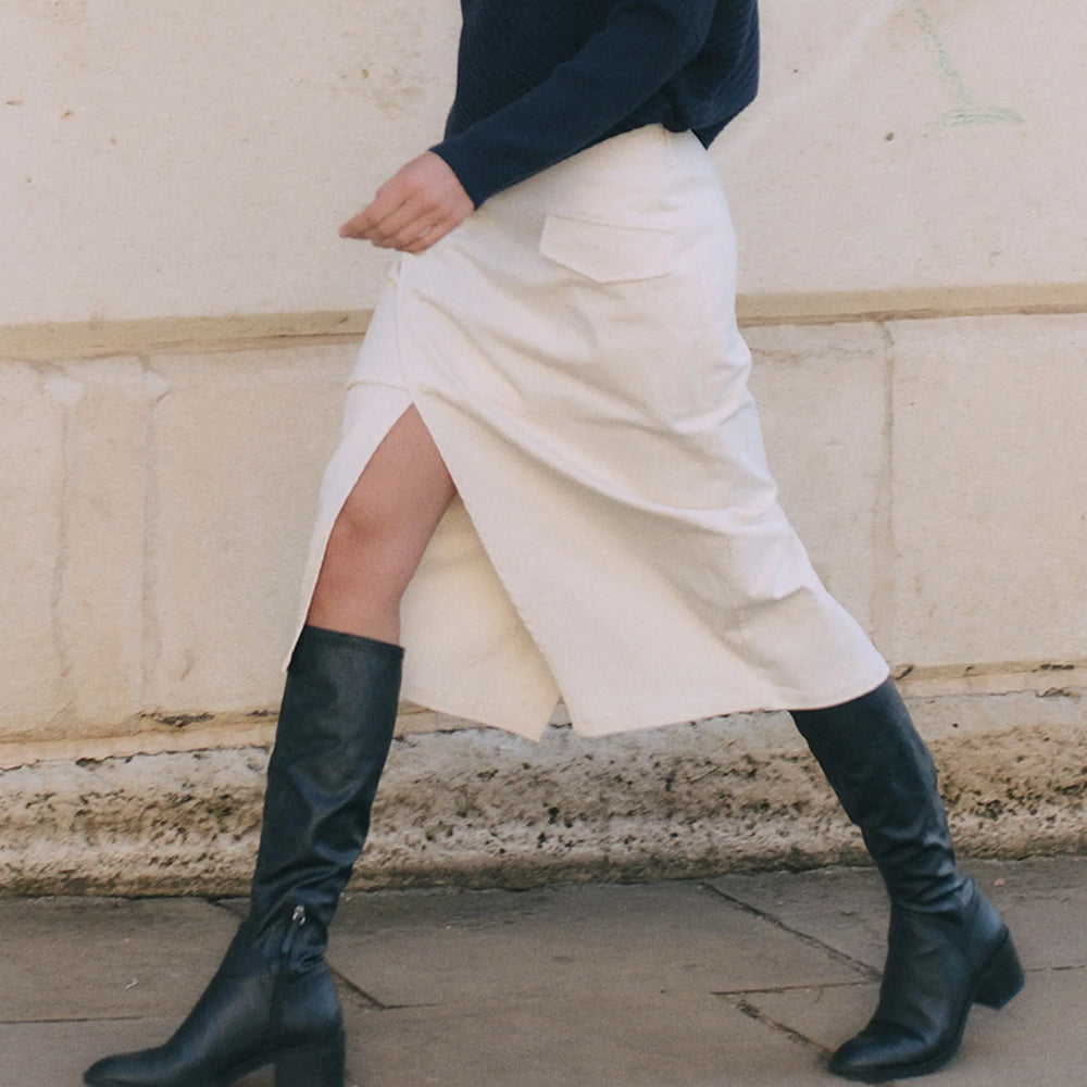 Asymmetric Midi Skirt With Button Details Paisie