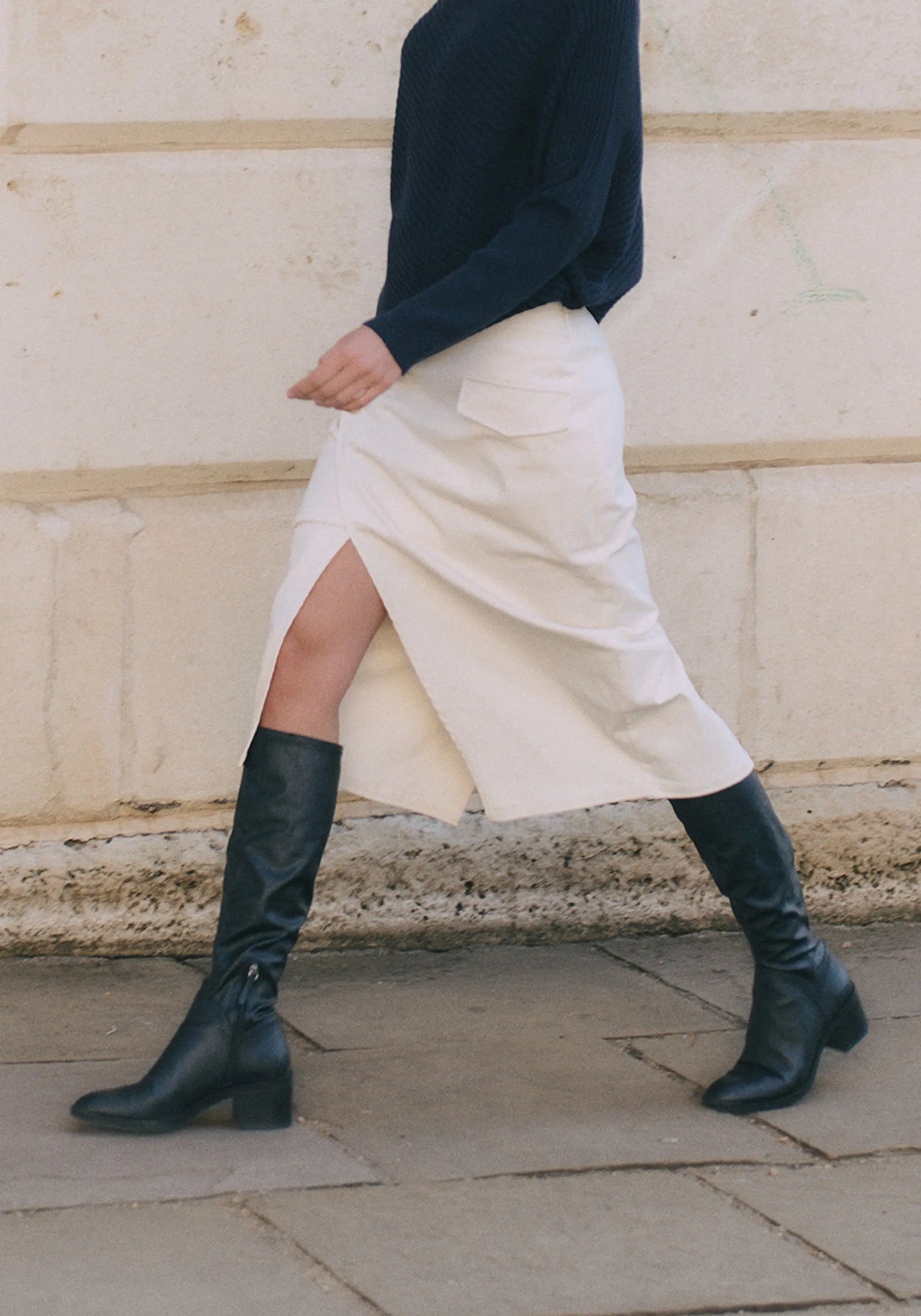 Asymmetric Midi Skirt With Button Details Paisie
