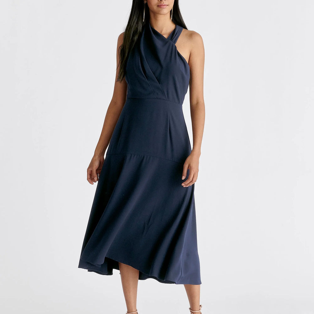 Asymmetric Neck Midi Dress Paisie