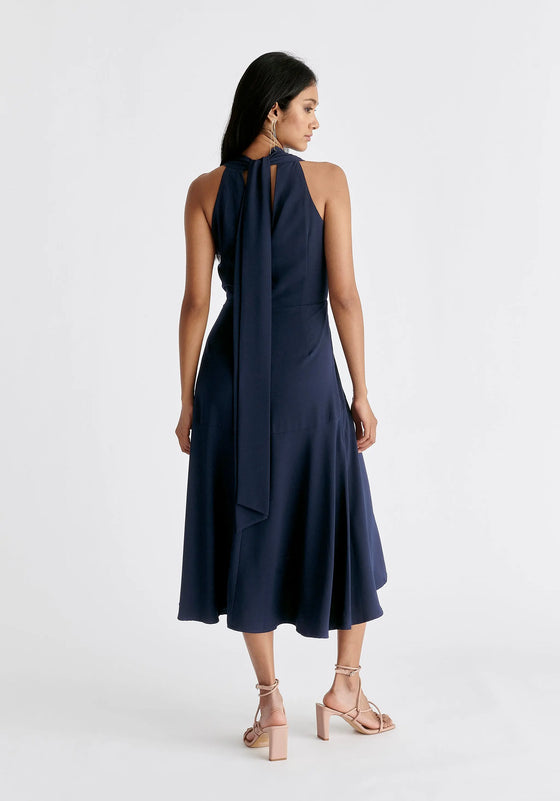 Asymmetric Neck Midi Dress Paisie