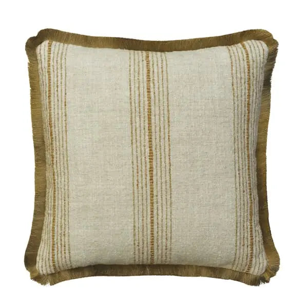 Atrani Stripe Ochre, Sustainable Feather, Cushion Sophie Paterson Linen & Linen Blend & Viscose Blend Plain Texture & Stripe Andrew Martin