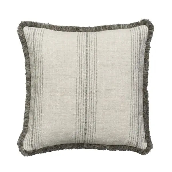 Atrani Stripe Silver, Sustainable Feather, Cushion Sophie Paterson With Trim/Fringe & Cotton Blend & Linen Blend & Viscose Blend Andrew Martin