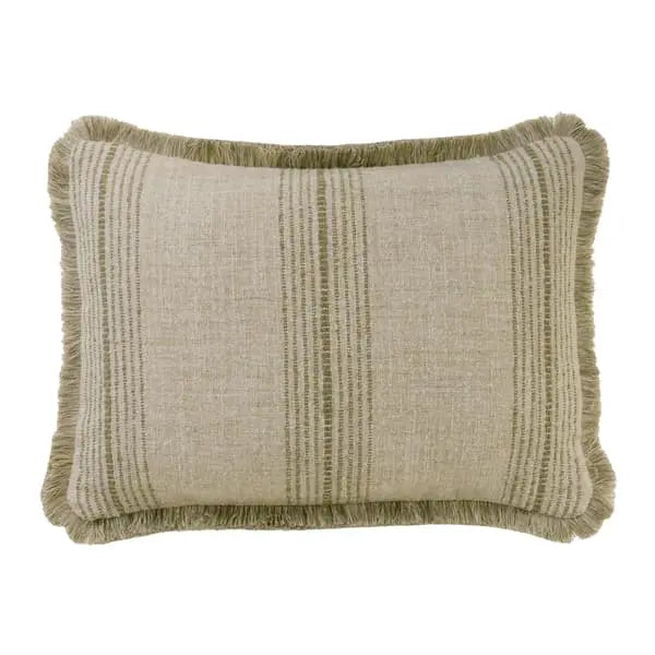 Atrani Stripe Taupe Rectangular, Sustainable Feather, Cushion Sophie Paterson With Trim/Fringe & Linen & Linen Blend & Viscose Blend Andrew Martin