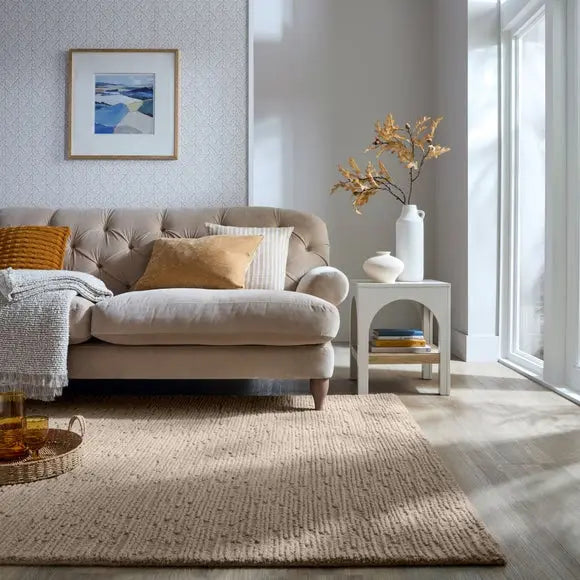 Austin Boucle Textured Wool Rug Dunelm