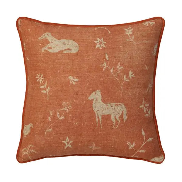 Avebury Brick, Sustainable Feather, Cushion Linen & Linen Blend & Viscose Blend Animal & Floral Andrew Martin